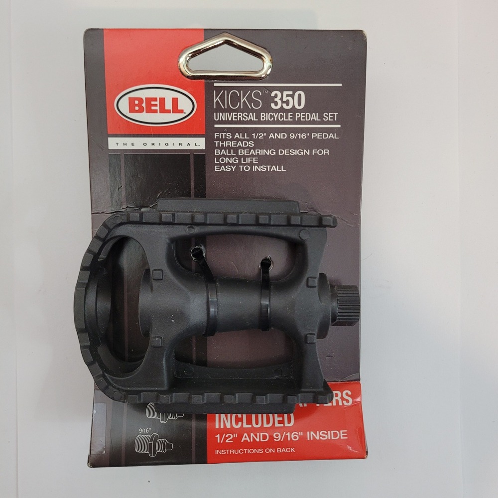 Bell Kicks 350 Universal Bicycle Pedal Set Black 1/2 and 9/16 Threads